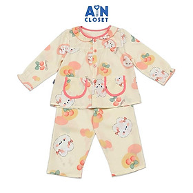 Bộ quần áo Dài bé gái hoạ tiết Thỏ Cherry Cam Phấn Lanh lụa - AICDBG2SVN4G - AIN Closet