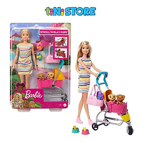 Bộ đồ chơi búp bê đi dạo với thú cưng Barbie