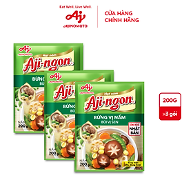 Combo 3 Gói Hạt Nêm Aji-ngon® Nấm Hương và Hạt Sen 200g/Gói