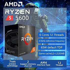 AMD Ryzen 5 5600 R5 5600 3,5 GHz 6-Core 12-sợi CPU Bộ xử lý 7NM L3 = 32M 100-000000927 AM4 niêm phong và đi kèm với quạt