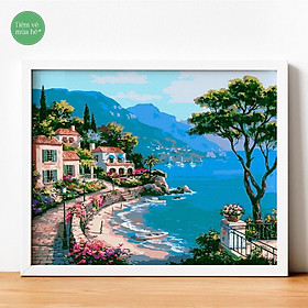 Tranh số hóa - Bờ biển đầy nắng đã căng khung 40x50cm 28 màu