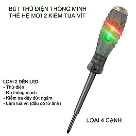 Bút thử điện thông minh đa năng thế hệ mới 02, tua vít từ tính, kiểm tra điện, đo thông mạch, kiểm tra dây đứt ngầm (2 đèn led)