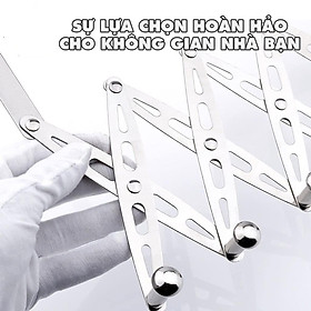 Mua MÓC TREO QUẦN ÁO ZICZAC BẰNG INOX BẠC TREO SAU CỬA GẤP GỌN 6 MÓC CON TREO ĐỒ