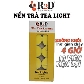 Nến tealight 10 viên không khói không mùi R2D màu vàng dùng cho đèn xông tinh dầu
