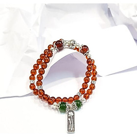 Vòng tay mệnh Hỏa , Thổ đá Garnet , đá Ngọc phật , charm Cây Sen