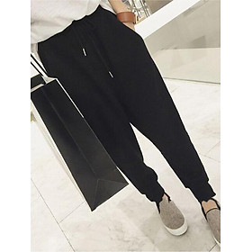 Quần thun jogger nữ trơn (Đen)