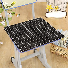 Mua Đệm ngồi mút vải linen Caro đen DN-A02