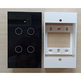 Hình ảnh Công tắc cảm ứng Wifi thông minh 4 chạm - HCN màu đen tặng kèm đế nổi gắn tường - Hàng nhập khẩu