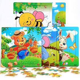 Set 4 bộ ghép hình cơ bản cho bé 3-6 tuổi 16 miếng-mix mẫu ngẫu nhiên