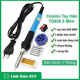 Combo tay hàn nhiệt TQ936 + 5 đầu hàn + 1 thiếc + 1 nhựa thông + 1 công tắc