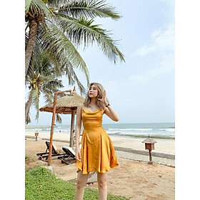 Đầm thiết kế lụa vàng hai dây Stella Dress Gem Clothing SP000844