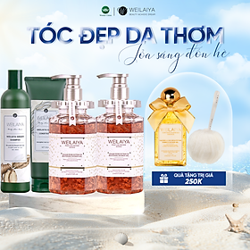 Combo 2 Sữa tắm nước hoa, trắng da toàn thân Damask và dầu gội đầu, dầu xả tóc thảo dược gừng Weilaiya ngăn rụng tóc
