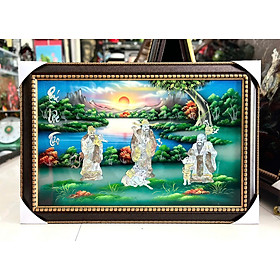 Mua { SIÊU SALE } Tranh Sơn Mài - PHÚC LỘC THỌ | Khảm Cừ Cao Cấp | Size 50x80 cm