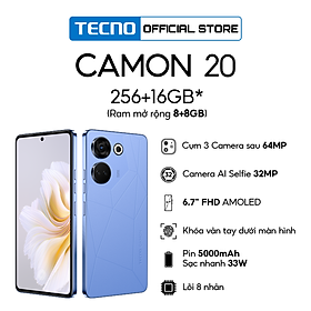 Mua Điện thoại Tecno CAMON 20 8GB/256GB - Camera 64MP + 32MP | 5000 mAh | Sạc nhanh 33W | 6.7   FHD AMOLED - BH 13 Tháng - Hàng Chính Hãng
