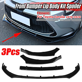 3x Front Bumper Lip Body Kit Spoiler Glossy Black For Toyota Corolla 2019-2020