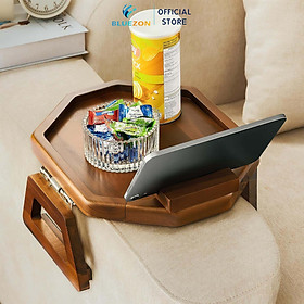 Mua Khay gỗ kẹp tay ghế sofa hình lục giác  để thức ăn đồ dùng tiện lợi