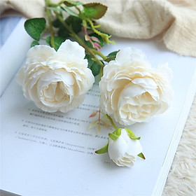 Cành hồng mẫu đơn giả nhập khẩu trang trí nhà cửa decor hoa cô dâu hoa cưới