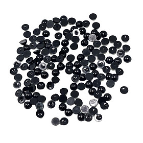 3-4pack Black Half Pearl Beads Flat Back Cabochon for DIY Scrapbooking 8mm