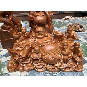 Mua Tượng phật di lặc ngũ phúc bằng gỗ hương đá liền khối kt 60×30×30cm