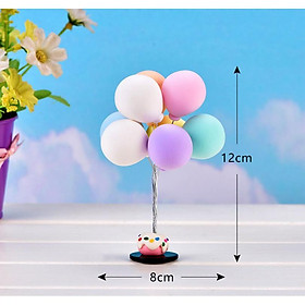 Mô hình chùm bong bóng màu đế donut trang trí tiểu cảnh, terrarium quà tặng trang trí