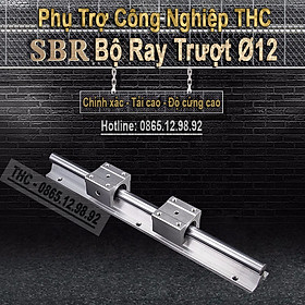 Thanh Ray Trượt Tròn Có Đế Nhôm SBR12 (1 Thanh Ray Ø12mm + 2 Con Trượt) Ray Trượt Bi Chống Ăn Mòn Dễ Lắp Đặt Dẫn Hướng Chuẩn