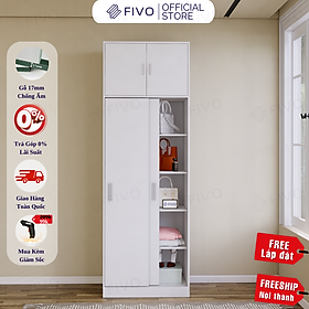 Mua Tủ Đựng Quần Áo Cửa Lùa Gỗ MDF Lõi Xanh Chống Ẩm Cao Cấp FIVO FC31 Thẩm Mĩ Tiện Dụng  Dễ Dàng Lắp Ráp Phù hợp Với Mọi Không Gian - Màu Trắng