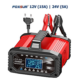 Sạc Ắc Quy FOXSUR FAC-150 15A Tự Động Thông Minh Dùng Cho Bình 12V 24V 4AH - 250AH