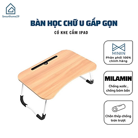 Bàn Học, Làm Việc  Gấp Gọn Đa Năng Thông Minh Phù Hợp Với Mọi Không Gian Có Khe Cắm Ipad, Điện Thoại- Hàng Chính Hãng MINIIN