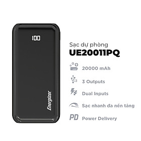 Hình ảnh Sạc dự phòng Energizer 20.000 mAh/3.7V Li-Polymer - UE20011PQ - Hàng chính hãng - Đen