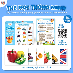 Flashcard Cho Bé - Bộ 100 Thẻ Học Thông Minh Giáo Giục Sớm Glenn Doman size A5 15x21cm song ngữ Anh Việt - Lalala Baby