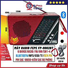 Mua Máy Radio Cầm Tay  Đài Radio Cao Cấp Fepe FP-9002BT Fm  Am  Sw1-4  Bluetooth  Usb  Thẻ Nhớ  Pin Sạc  Đèn Pin-H2pro Tech