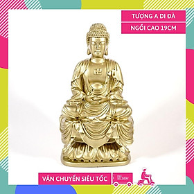 Tượng Phật Tổ A Di Đà ngồi đài sen mạ đồng nguyên khối - Cao 19cm