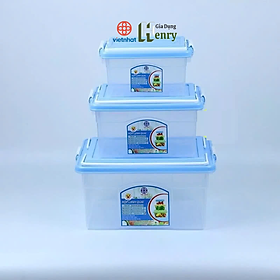 Hộp nhựa đựng đồ, đựng thực phẩm đa năng có nắp gài và quai xách tiện lợi nhựa PP trong suốt thương hiệu VIệt Nhật - Size đại