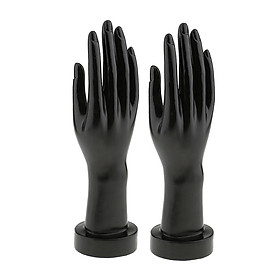 2 Pcs Black Female Mannequin Hand Jewelry Bracelet Ring Watch Display Model Stand Holder Rack, Anti-Discoloration