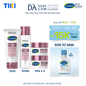 Trọn bộ 4 sản phẩm dưỡng sáng da Cetaphil Bright Healthy Radiance Sữa rửa mặt 100g + Nước cân bằng 150ml + Kem dưỡng ẩm ngày 50g và Kem dưỡng ẩm đêm 50g