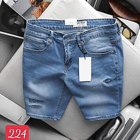 378 SHORT JEAN XANH RÁCH NHẸ IN CHỮ MỚI BIG SIZE NAM TỚI 130KG