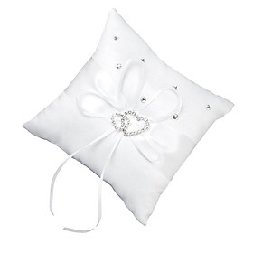 Double Heart Crystal Rhinestone Pocket Ring Bearer Pillow Cushion Wedding Party Anniversary Supplies 15cmx15cm