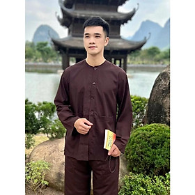 Bộ bà ba nam chất liệu vải kate cao cấp - Màu nâu