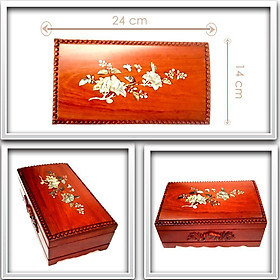 Mua Hộp đựng trang sức bằng gỗ cẩm phối gỗ hương  hàng thủ công cao cấp và khảm trai Bông hoa thưa  đẹp sang trọng