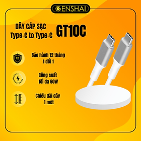 Mua Cáp sạc nhanh hàng chính hãng Genshai GT10C cao cấp có 2 đầu Type C dành cho điện thoại di động và máy tính bảng | Bảo hành 12 tháng 1 đổi 1 | Made in Việt Nam