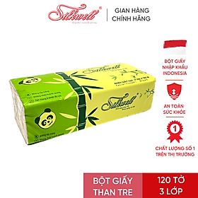 Giấy ăn gấu trúc Silkwell 120 tờ 3 lớp, khăn giấy siêu dai không tẩy trắng