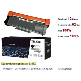 Hộp mực cho Brother TN 2385 nhập khẩu. Là Toner, Cartridge cho máy in Brother HL 2300, 2320, 2321, 2340, 2361, 2365, 2366, 2380, MFC 2700, 2702, 2703, 2720, 2740