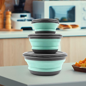 Collapsible Bowl with Lid Ice Cream Kitchenware Durable Tableware Portable Camping Bowl Salad Dish Lunch Box for Kitchen BBQ Fishing Office