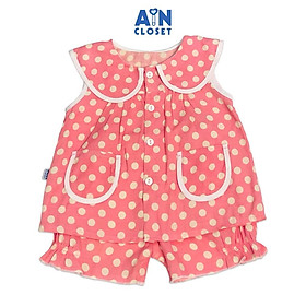 Bộ quần áo ngắn bé gái họa tiết Bi hồng cam sát nách - AICDBGMOLAFU - AIN Closet