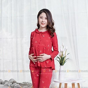 Bộ bầu cổ bèo chất cotton mặc trước và sau sinh BD904