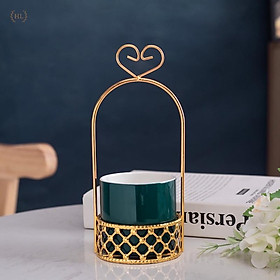 Mua LẴNG ĐỰNG THÌA NĨA TRẮNG VÀNG | HŨ SỨ KHUNG TRÁI TIM SANG CHẢNH DECOR | Lẵng Tim | Lẵng Chim Xanh Trắng