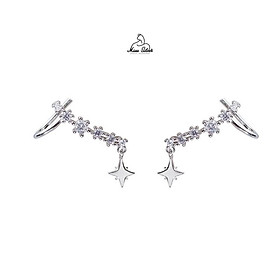 Bông tai nữ Miuu Silver, khuyên tai bạc ngôi sao rơi có kẹp vành