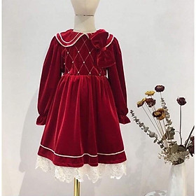 TẾT Váy nhung đỏ diện cực xinh cho bé gái 12-25kg
