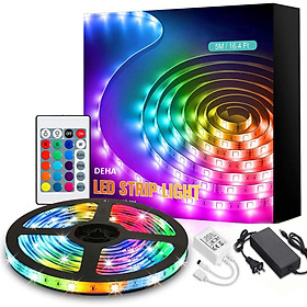 Bộ đèn led dây dán 5050 đổi nhiều màu RGB bằng điều khiển phủ silicon chống nước, có sẵn keo dán trang trí bàn làm việc, tường thạch cao, ô tô