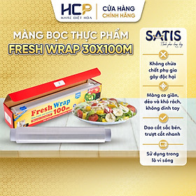 Combo 4 Hộp Màng Bọc Thực Phẩm Fresh Wrap 30cm x 100m SATIS Tiết Kiệm Chi Phí Dùng Được Cho Lò Vi Sóng